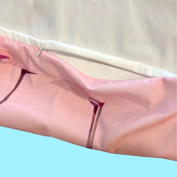 Soft Throw Pillow Cushion Cover Square With Zip Close Pink Flamingo Love Hearts - Picture 3 of 7